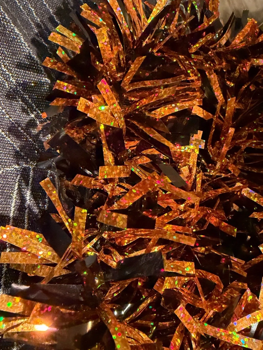 Halloween Tinsel Garland Black Orange Glitter Sparkling Party Decor 72” (6 ft)